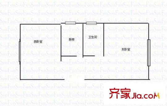 人民路小區(qū) 2室 戶型圖