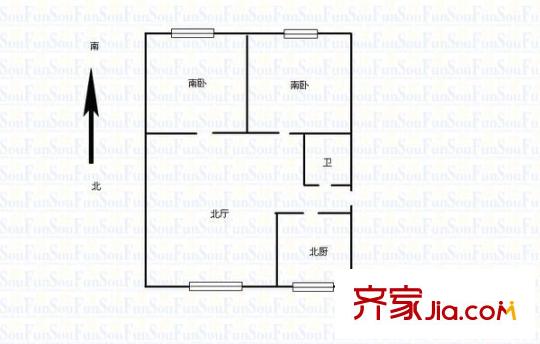 人民路小區(qū) 2室 戶型圖