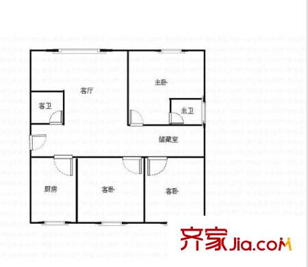 月安花園戶型圖戶型圖 3室 3室2廳1衛(wèi)1廚