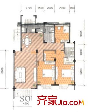 月安花園戶型圖戶型圖 3室 3室2廳2衛(wèi)