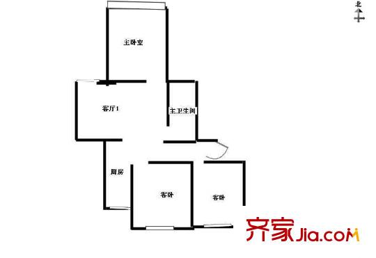 露園戶型圖戶型圖 3室 3室1廳1衛(wèi)1廚