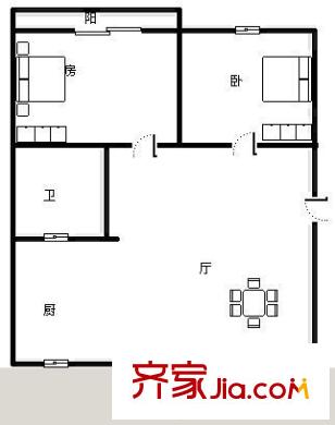 華電一宿舍戶型圖戶型圖2室 2室1廳1衛(wèi)1廚