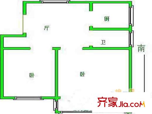 華電一宿舍戶型圖戶型圖 2室 2室1廳1衛(wèi)1廚