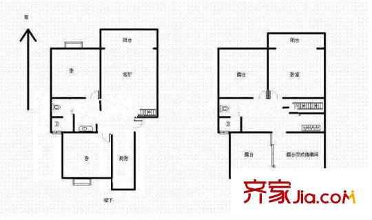 龍蟠花苑戶型圖戶型圖 3室 3室2廳1衛(wèi)1廚
