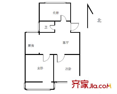 騰飛園戶型圖戶型圖 3室 3室1廳1衛(wèi)1廚