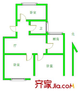 騰飛園戶型圖戶型圖 3室 3室1廳1衛(wèi)1廚