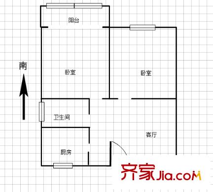 騰飛園戶型圖戶型圖 2室 2室1廳1衛(wèi)1廚