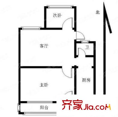 新牡丹里戶型圖戶型圖 2室 2室1廳1衛(wèi)1廚