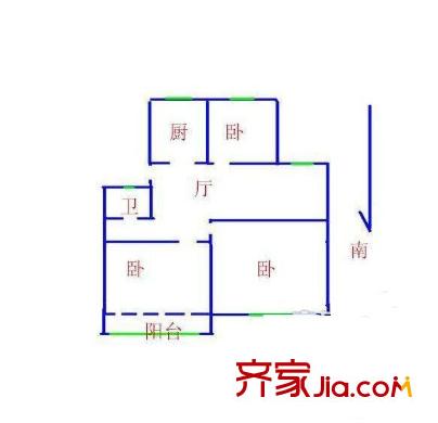 仙鶴茗苑戶型圖戶型圖 3室 3室1廳1衛(wèi)1廚