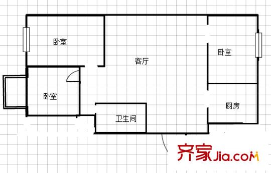 仙鶴茗苑戶型圖戶型圖 3室 3室1廳1衛(wèi)1廚