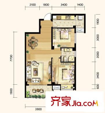 明發(fā)城市廣場戶型圖一期03#1-11層C2戶型圖 3室2廳1衛(wèi)1廚