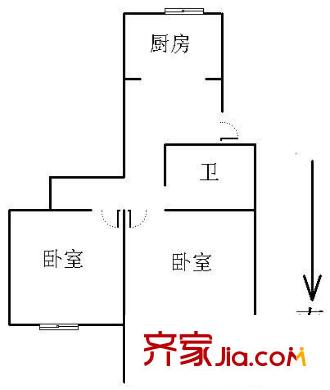 曉莊村戶型圖戶型圖  2室 2室1廳1衛(wèi)1廚