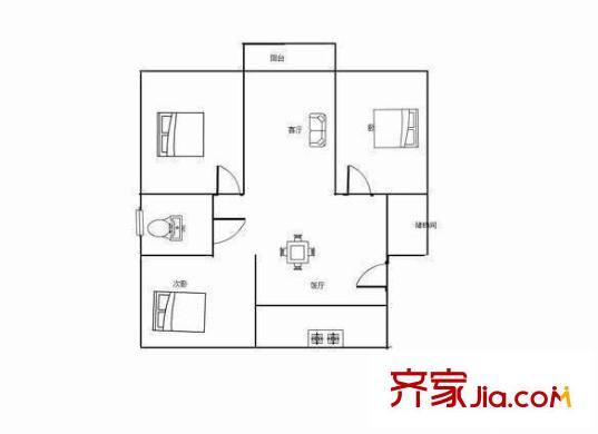 虎嘯花園戶型圖戶型圖 3室 3室2廳1衛(wèi)1廚