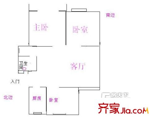 百水家園戶型圖戶型圖 3室 3室2廳1衛(wèi)1廚