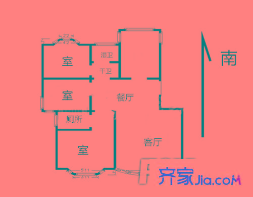 裕華名居城戶型圖戶型圖 3室 3室2廳2衛(wèi)1廚