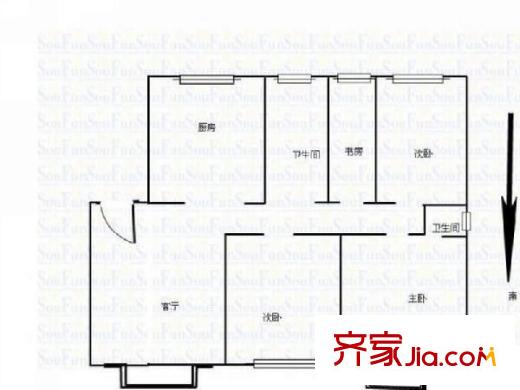翠屏東南戶型圖戶型圖 3室 3室2廳1衛(wèi)1廚