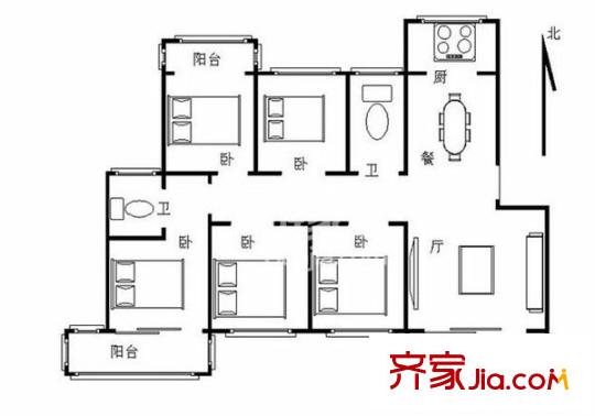 翠屏東南戶型圖戶型圖 5室 5室2廳2衛(wèi)1廚
