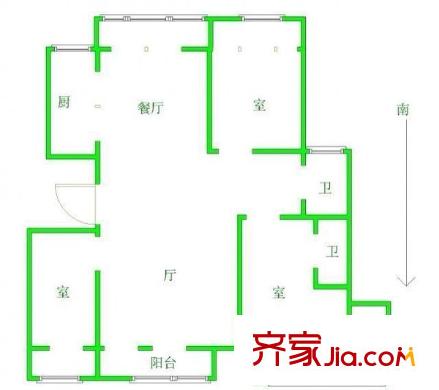 翠屏東南戶型圖戶型圖 4室 4室2廳2衛(wèi)1廚