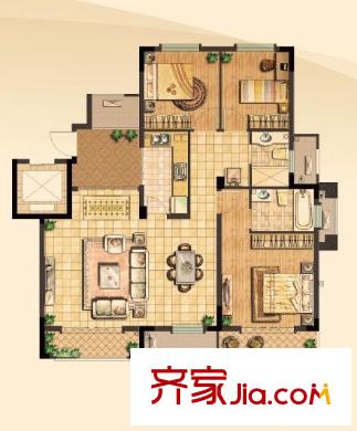 威尼斯水城第十四街區(qū)戶型圖戶型圖 3室 3室2廳2衛(wèi)1廚