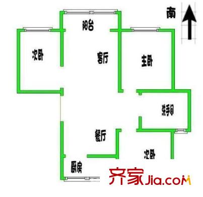 匯景新苑戶型圖戶型圖 3室 3室2廳1衛(wèi)1廚