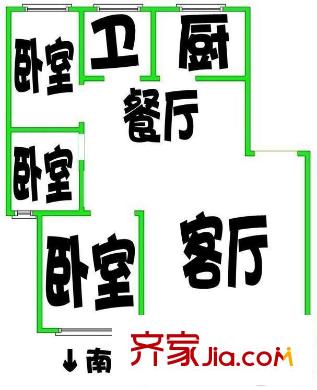 匯景新苑戶型圖戶型圖 3室 3室2廳1衛(wèi)1廚