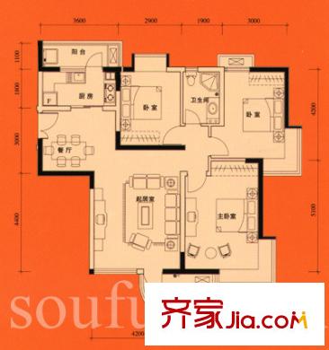 香緹麗舍戶型圖戶型圖 3室 3室2廳1衛(wèi)1廚