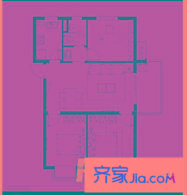 萬科金色領(lǐng)域戶型圖戶型圖  3室 3室2廳1衛(wèi)1廚