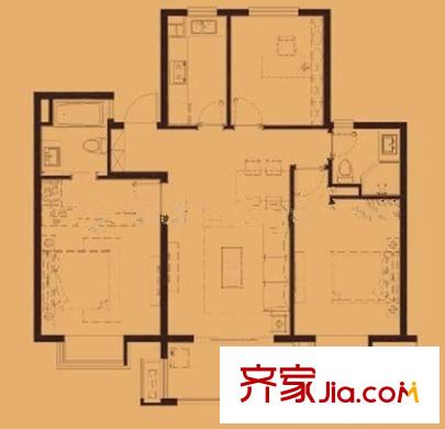 萬科金色領(lǐng)域戶型圖戶型圖 3室 3室2廳2衛(wèi)1廚