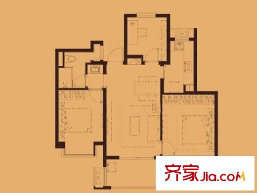 萬科金色領(lǐng)域戶型圖三期21幢標(biāo)準(zhǔn)層A6戶型 3室2廳1衛(wèi)1廚