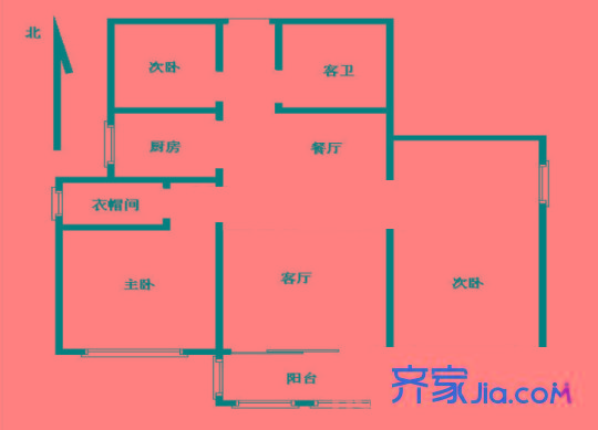 紫鑫中華廣場戶型圖 戶型圖 3室 3室2廳1衛(wèi)1廚