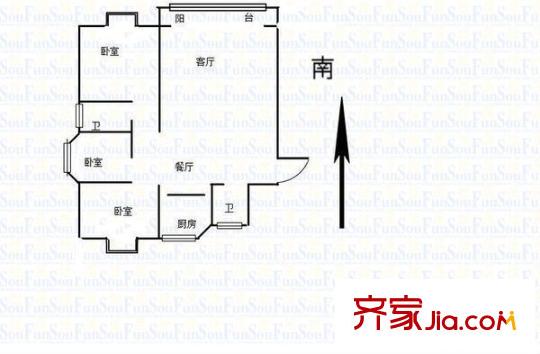 綠城花園戶型圖戶型圖 3室 3室2廳2衛(wèi)1廚