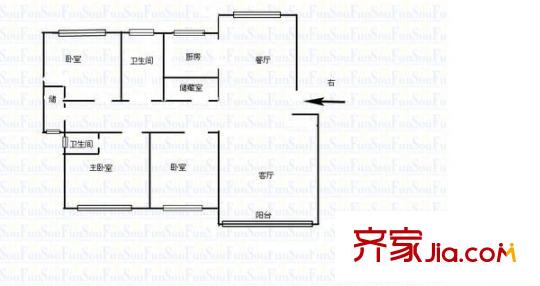 興都花園戶型圖戶型圖 3室 3室2廳2衛(wèi)1廚