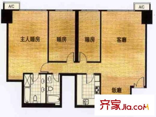 東寶花園戶型圖戶型圖 3室 3室2廳1衛(wèi)1廚