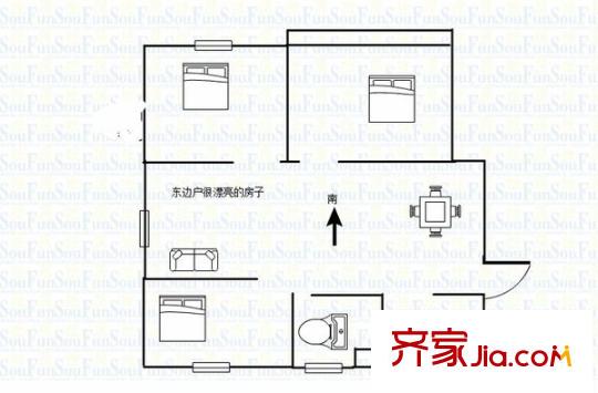 東寶花園戶型圖戶型圖 3室 3室2廳1衛(wèi)1廚