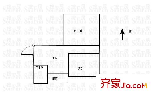 迎江園戶型圖戶型圖 2室 2室1廳1衛(wèi)1廚