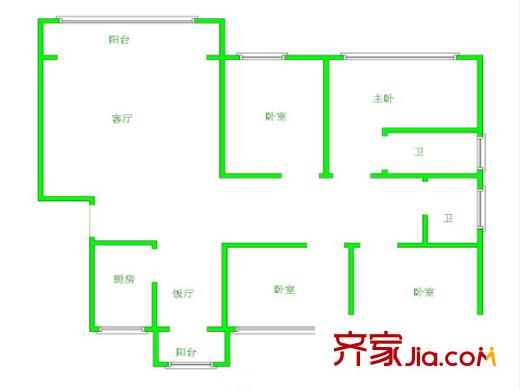 仙鶴山莊戶型圖戶型圖 4室 4室2廳2衛(wèi)1廚