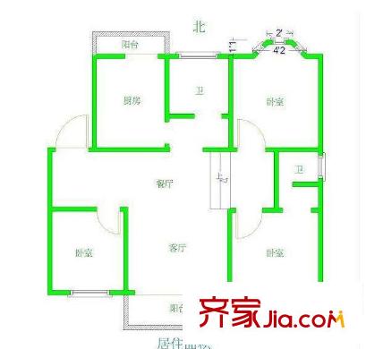 江南文樞苑戶型圖戶型圖 3室 3室2廳2衛(wèi)1廚