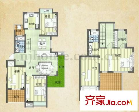 愛秦灣戶型圖戶型圖 5室 5室2廳2衛(wèi)1廚