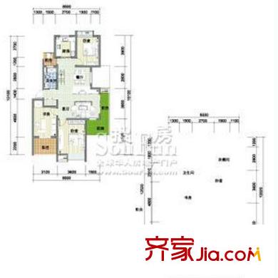 愛秦灣戶型圖戶型圖 4室 4室3廳2衛(wèi)1廚