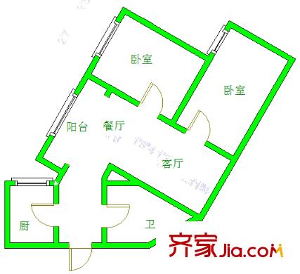 月光廣場(chǎng)戶型圖戶型圖 2室  2室2廳1衛(wèi)1廚