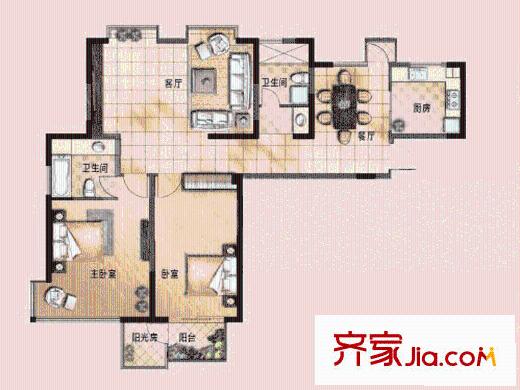 天水濱江花園戶型圖戶型圖 2室 2室2廳2衛(wèi)