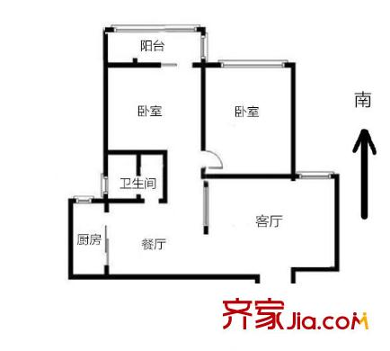 天水濱江花園戶型圖戶型圖 2室 2室2廳1衛(wèi)1廚