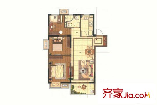 中海萬錦熙岸二期20、21幢標(biāo)準(zhǔn)層B2戶型 3室2廳1衛(wèi)1廚