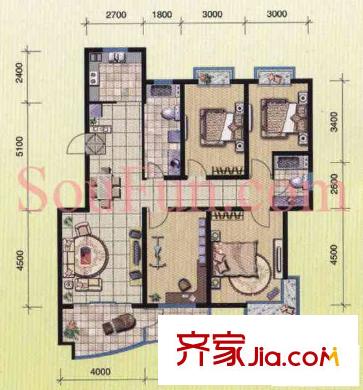 中南麒麟錦城戶型圖戶型圖 5室 5室2廳2衛(wèi)1廚