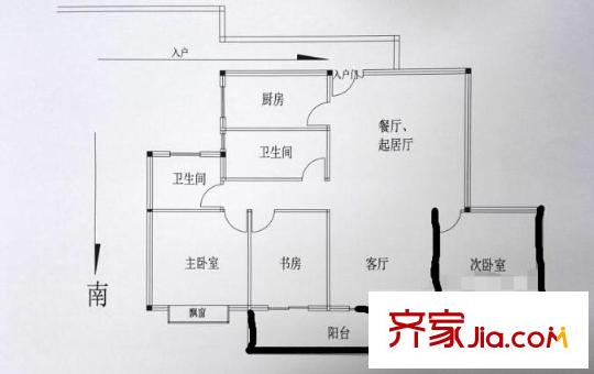 頤和南園戶型圖戶型圖 3室 3室2廳1衛(wèi)1廚