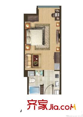 城市之光國(guó)際公寓戶型圖戶型圖1室 1室1廳1衛(wèi)1廚