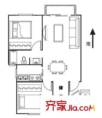 潤富花園戶型圖戶型圖 2室 2室2廳1衛(wèi)1廚