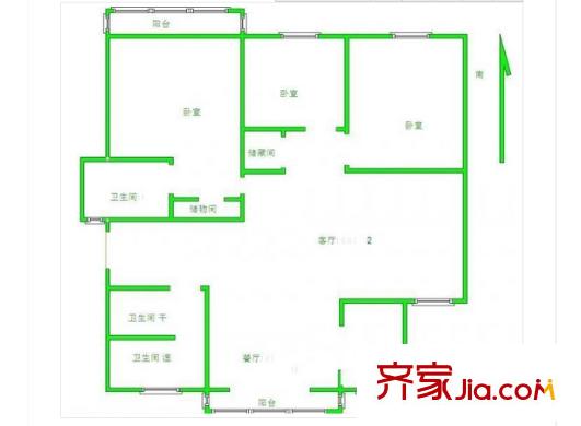 時代雅居戶型圖戶型圖 3室 3室2廳1衛(wèi)1廚