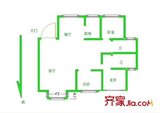 同曦鳴城藝術家園戶型圖戶型圖 3室 3室2廳2衛(wèi)1廚