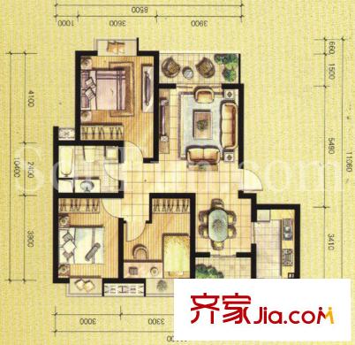 旭日景城戶(hù)型圖戶(hù)型圖 3室 3室2廳1衛(wèi)1廚